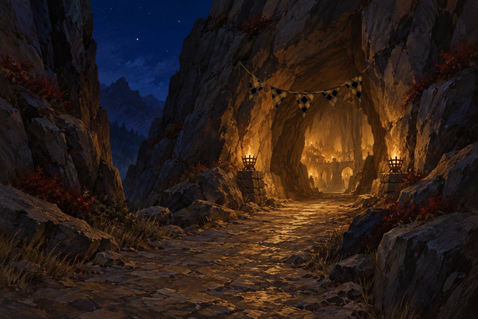 Entrada de la cueva entre montañas / Entrance to the cave between the mountains